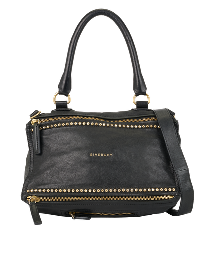 Medium Studded Pandora, £350, Handbags, Black, Leather, Front view